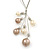 Rhodium Plated Snake Chains Necklace With Long Simulated Pearl Tassel - 60cm Length/ 7cm Extension - view 2