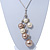 Rhodium Plated Snake Chains Necklace With Long Simulated Pearl Tassel - 60cm Length/ 7cm Extension - view 9