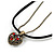Small Filigree Red Crystal Heart With Black Suede, Bronze Tone Bead Chain - 36cm L/ 4cm Ext - view 2