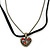Small Filigree Red Crystal Heart With Black Suede, Bronze Tone Bead Chain - 36cm L/ 4cm Ext - view 9