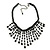 Chic Victorian/ Gothic/ Burlesque Black Bead Bib Style Choker Necklace - 28cm Length/ 8cm Extension