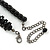 Chic Victorian/ Gothic/ Burlesque Black Bead Bib Style Choker Necklace - 28cm Length/ 8cm Extension - view 5