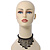 Chic Victorian/ Gothic/ Burlesque Black Bead Bib Style Choker Necklace - 28cm Length/ 8cm Extension - view 6