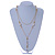2 Strand Gold Tone Chain With Faux Pearl and Transparent Acrylic Bead Tassel Necklace - 66cm L/ 10cm Tassel/ 8cm Ext - view 2