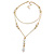 2 Strand Gold Tone Chain With Faux Pearl and Transparent Acrylic Bead Tassel Necklace - 66cm L/ 10cm Tassel/ 8cm Ext - view 5
