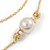 2 Strand Gold Tone Chain With Faux Pearl and Transparent Acrylic Bead Tassel Necklace - 66cm L/ 10cm Tassel/ 8cm Ext - view 6