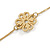 Long 2 Strand Matt Gold Floral Necklace - 98cm L - view 5