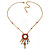Carrot Red Diamante Round Pendant With Dangles, On 38cm L/ 7cm Ext Gold Tone Chain - view 3