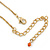 Carrot Red Diamante Round Pendant With Dangles, On 38cm L/ 7cm Ext Gold Tone Chain - view 6