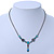 Vintage Inspired Blue Enamel, Crystal Floral Y- Shape Necklace In Burn Silver - 36cm Length/ 4cm Extension - view 4
