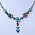 Vintage Inspired Blue Enamel, Crystal Floral Y- Shape Necklace In Burn Silver - 36cm Length/ 4cm Extension - view 5