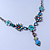 Vintage Inspired Blue Enamel, Crystal Floral Y- Shape Necklace In Burn Silver - 36cm Length/ 4cm Extension - view 7