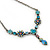 Vintage Inspired Blue Enamel, Crystal Floral Y- Shape Necklace In Burn Silver - 36cm Length/ 4cm Extension - view 2