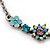 Vintage Inspired Blue Enamel, Crystal Floral Y- Shape Necklace In Burn Silver - 36cm Length/ 4cm Extension - view 3