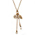 Vintage Inspired White Flower, Leaf, Freshwater Pearl Charms Necklace In Gold Tone Metal - 38cm Length/ 8cm Extension