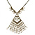 Vintage Inspired Diamond Shape Pendant With Freshwater Pearl Dangles with Bronze Tone Chain - 40cm L/ 5cm Ext
