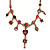 Vintage Inspired Bronze Crystal and Enamel Charm Bead  Necklace - 37cm L/ 7cm Ext