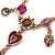 Vintage Inspired Bronze Crystal and Enamel Charm Bead  Necklace - 37cm L/ 7cm Ext - view 5