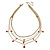 Gold Tone Multi Chain with Red Charm Bead Necklace - 52cm L - view 2