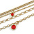 Gold Tone Multi Chain with Red Charm Bead Necklace - 52cm L - view 6