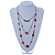 Retro Style Layered Pink/ Red Cotton, Acrylic Bead Necklace In Bronze Tone Metal - 74cm L - view 2