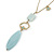 Pale Green Resin Oval Pendant with Gold Tone Chain Necklace - 54cm L/ 5cm Ext/ 10cm Pendant - view 3