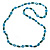 Long Green Wood Bead & Light Blue Bone Ring Necklace - 114cm L - view 5