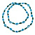 Long Green Wood Bead & Light Blue Bone Ring Necklace - 114cm L - view 6