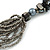 Black/ Grey Glass Bead Bib Style Necklace - 70cm L - view 3