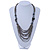 Black/ Grey Glass Bead Bib Style Necklace - 70cm L - view 2