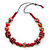 Raspberry Pink, Crimson Wood Bead Cotton Cord Necklace - 74cm L - view 2