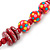 Raspberry Pink, Crimson Wood Bead Cotton Cord Necklace - 74cm L - view 5