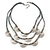 3 Strand Grey Cotton Cord Necklace with Metal Rings In Silver Tone - 66cm L/ 4cm Ext - view 6