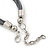 3 Strand Grey Cotton Cord Necklace with Metal Rings In Silver Tone - 66cm L/ 4cm Ext - view 4