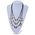 3 Strand Grey Cotton Cord Necklace with Metal Rings In Silver Tone - 66cm L/ 4cm Ext - view 2