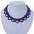 Purple Imitation Pearl Bead Collar Style Necklace In Silver Tone - 36cm L/ 6cm Ext - view 3