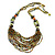 Light Green/ Orange/ Grey Glass Bead Bib Style Necklace - 70cm L