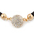 Black Rubber Necklace With Crystal Round Magnetic Closure - 38cm L - view 9