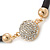 Black Rubber Necklace With Crystal Round Magnetic Closure - 38cm L - view 4