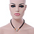 Black Rubber Necklace With Crystal Round Magnetic Closure - 38cm L - view 8