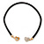 Black Rubber Necklace With Crystal Heart Magnetic Closure (Gold Tone) - 38cm L - view 9