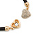Black Rubber Necklace With Crystal Heart Magnetic Closure (Gold Tone) - 38cm L - view 5