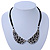 Silver Tone, Crystal Collar Necklace With Black Suede Cords - 40cm L/ 7cm Ext - view 2