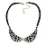 Silver Tone, Crystal Collar Necklace With Black Suede Cords - 40cm L/ 7cm Ext - view 4