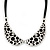 Silver Tone, Crystal Collar Necklace With Black Suede Cords - 40cm L/ 7cm Ext