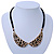 Gold Tone, Crystal Collar Necklace With Black Suede Cords - 40cm L/ 7cm Ext - view 2