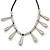 Silver Tone Teardrop Bead, Black Rubber Cord Necklace - 47cm L/ 4cm Ext