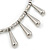 Silver Tone Teardrop Bead, Black Rubber Cord Necklace - 47cm L/ 4cm Ext - view 3