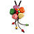 Multicoloured Ceramic Flower Pendant With Long Brown Cotton Cord - 60cm L