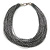 Multistrand Metallic Silver/ Black Silk Cord Necklace In Silver Tone - 50cm L